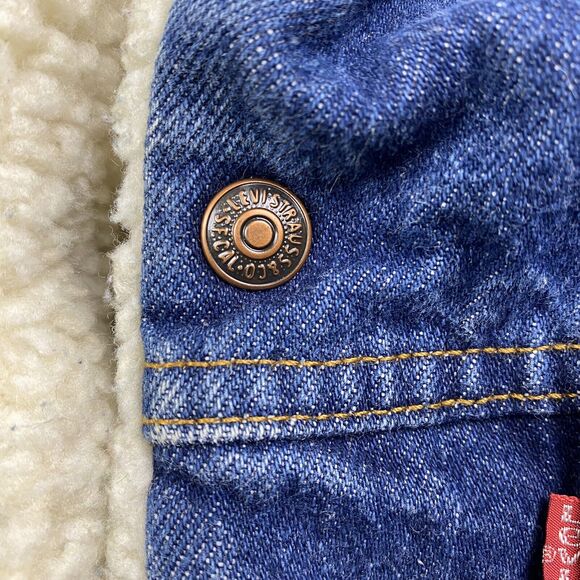 Levis Trucker Jacket M Blue Sherpa Lined Vintage Denim Made in USA 70s/80s - Picture 4 of 16